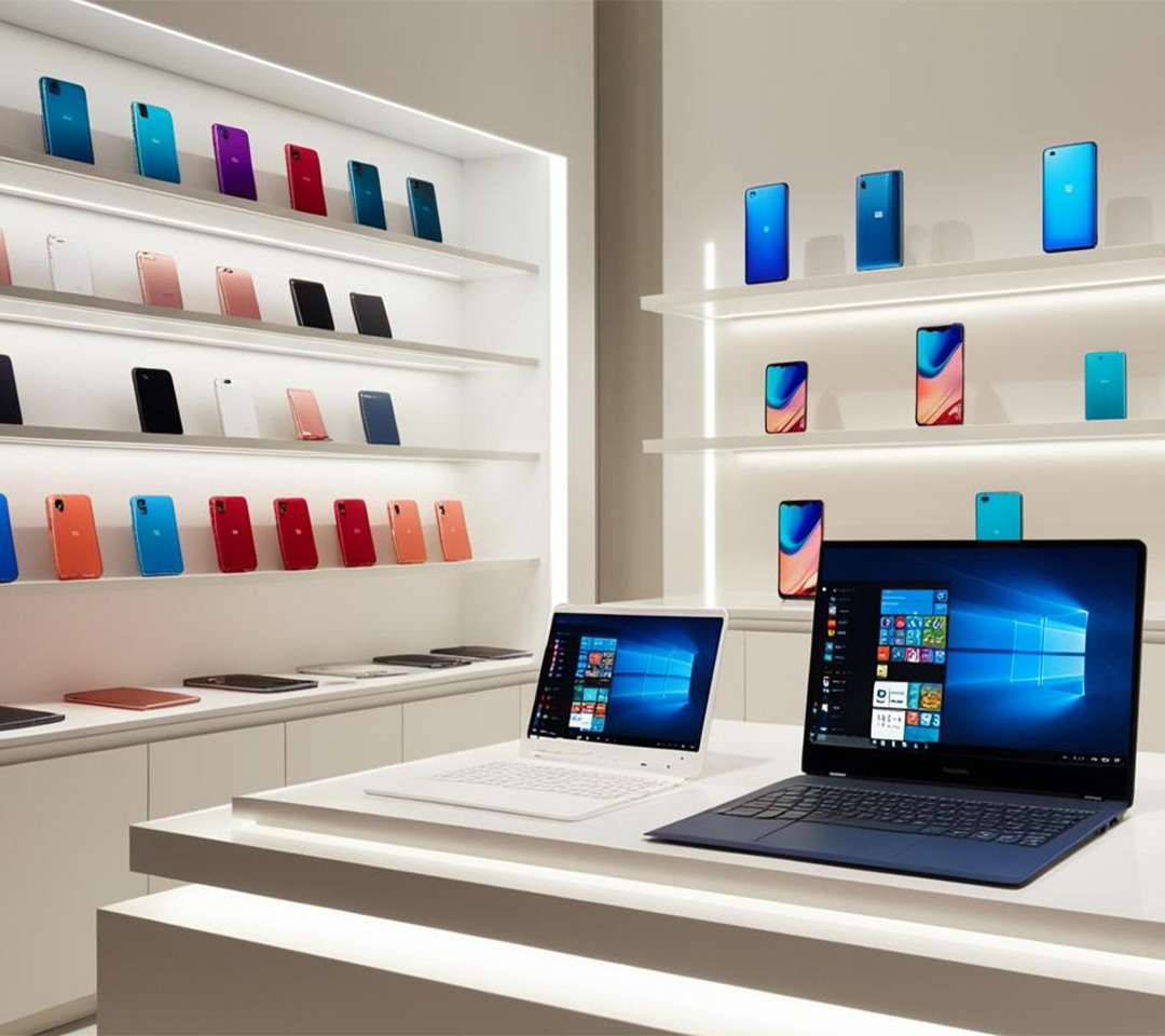 スマートフォンとノートPCが並んでいる写真